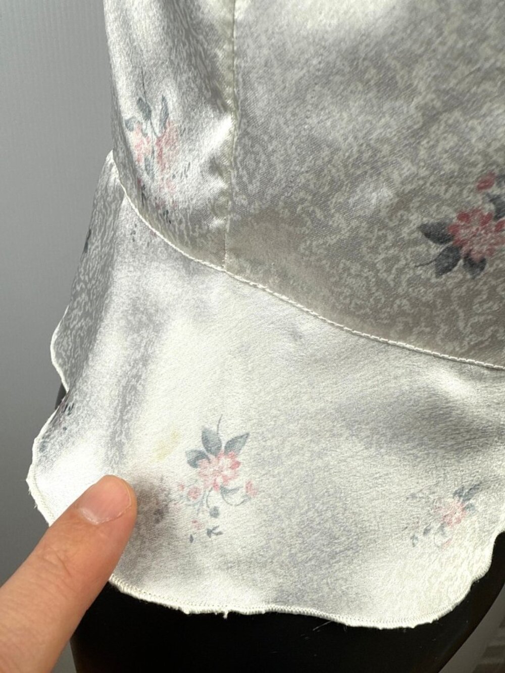 Vintage Peplum French Lingerie Floral Satin Romantic Button Up Cami Top Size S - Picture 4 of 7
